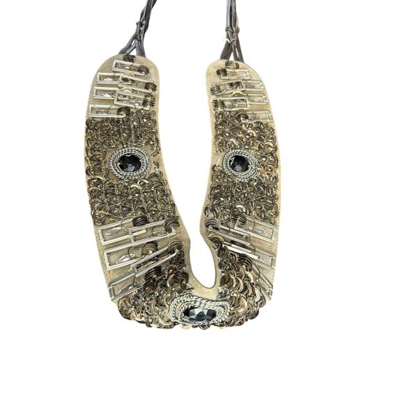 Vtg Leather Metal Accents Designer Chan Luu- Brown- Tassel Ties Med- preowned - Picture 11 of 11